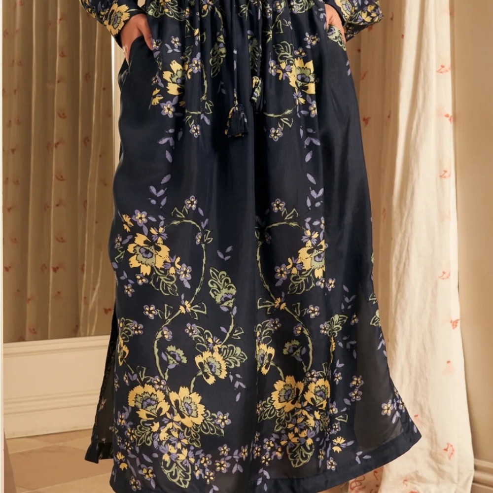 Hannah Artwork 100% Silk Clarisse Midi Tube Skirt Ladies Size 1 6 Jasmine Indigo